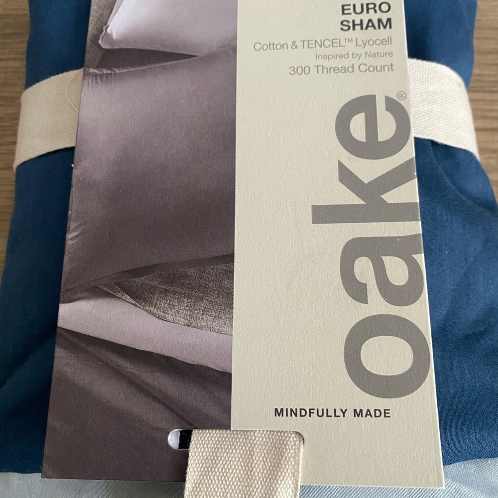 Set 2 Oake Cotton & Tencel Lyocell Euro Sham 300 Thread Count Blue